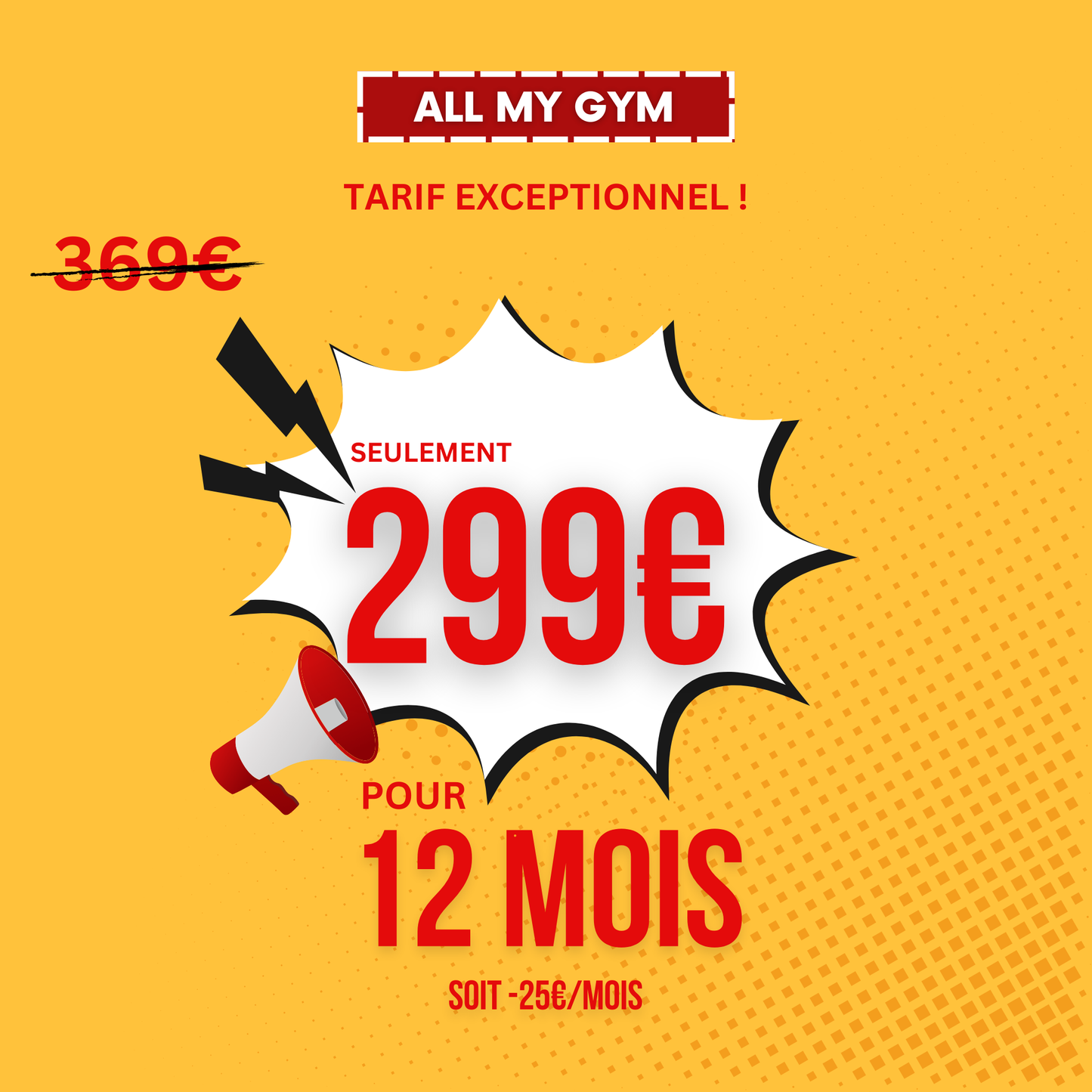 Tarif exceptionnel ! 299€ pour 12 mois